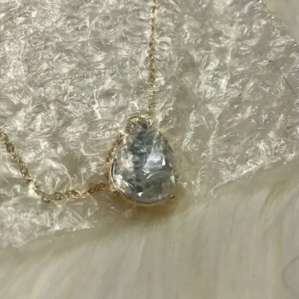 Charming Charlie Harper Pear Crystal Gold Necklace